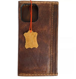 Genuine Leather Case For Apple iPhone 16 12 13 14 15 16 Pro Max 8 Plus Wallet  Book Cover luxury Mini Hand Made DH