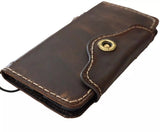 Genuine Leather Case For Apple iPhone 17 13 14 15 16 Pro Max Air plus SE Wallet Book Cover Magnetic Sew Hand Button6