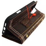 Genuine Leather Case For Apple iPhone 12 13 14 15 16 Pro Max 8 Plus Bible crafts Wallet  Book Mini Handmade Double Stitch