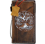 Genuine Leather Case For Apple iPhone 12 13 14 15 16 Pro Max 8 Plus Crafts SE Wallet  Book The Tree Of Life luxury Mini  Diy Embossing Oiled