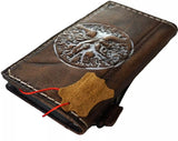 Genuine Leather Case For Apple iPhone 12 13 14 15 16 Pro Max 8 Plus Crafts SE Wallet  Book The Tree Of Life luxury Mini  Diy Embossing Oiled