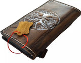 Genuine Leather Case For Apple iPhone 12 13 14 15 16 Pro Max 8 Plus Crafts SE Wallet  Book The Tree Of Life luxury Mini  Diy Embossing Oiled