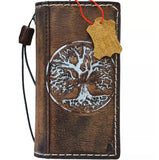 Genuine Leather Case For Apple iPhone 12 13 14 15 16 Pro Max 8 Plus Crafts SE Wallet  Book The Tree Of Life luxury Mini  Diy Embossing Oiled