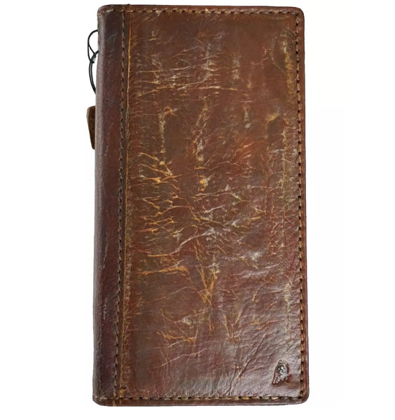 Genuine Leather Case For Apple iPhone 16 12 13 14 15 Pro Max 8 Plus Wallet  Book Cover luxury HandMade DH Oiled