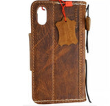 Genuine Leather Case For Apple iPhone 13 14 15 16 16E Pro Max 8 Plus Wallet Book HandMade Sewing suede