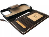 Genuine Leather Case For Apple iPhone 13 14 15 16 16E Pro Max 8 Plus Wallet Book HandMade Sewing Oiled