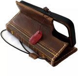 Genuine Leather Case For Apple iPhone 13 14 15 16 16E Pro Max 8 Plus Wallet Book HandMade Sewing Bible