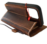 Genuine Leather Case For Apple iPhone 13 12 14 15 16 Pro Max Removable Wallet Book Hand Made Bull