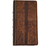 Genuine Leather Case For Apple iPhone 16 12 13 14 15 Pro Max 8 Plus Bible Crafts SE Wallet Book Mini Diy HandMade Feathers 16E