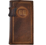 Genuine Leather Case For Apple iPhone 14 15 16E 17 Air Pro Max Football Wallet Book Cover Hand Made Special Vintage Route 66