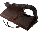 Genuine Leather Case For Apple iPhone 14 15 16E 17 Air Pro Max Football Wallet Book Cover Hand Made Special Vintage Route 66