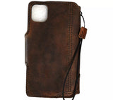 Genuine Leather Case For Apple iPhone 16 17 14 15 Pro Max 8 Plus Air Wallet Book Cover luxury Mini HandMade Dark FE