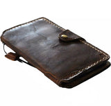 Genuine Leather Case For Apple iPhone 16 17 14 15 Pro Max 8 Plus Air Wallet Book Cover luxury Mini HandMade Dark FE