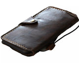 Genuine Leather Case For Apple iPhone 16 17 14 15 Pro Max 8 Plus Air Wallet Book Cover luxury Mini HandMade Dark FE