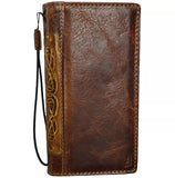 Genuine Leather Case For Apple iPhone 12 13 14 15 16 Pro Max 8 Plus  crafts Wallet  Book Mini Handmade Double Stitch Gold Stamp