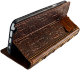 Genuine Leather Case For Apple iPhone 17 16 12 13 14 15 Pro Max Air 8 Plus Bible Crafts SE XS Wallet Book Stamp Mini Diy HandMade