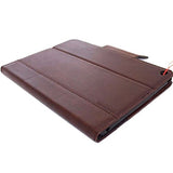 Genuine Vintage Leather Handmade Case for Apple iPad Pro 12 .9 (2015) hard Cover Handbag Stand Luxury Credit Cards slots brown slim DavisCase