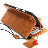 Genuine vintage natural leather iPhone 6 6s safe case cover with wallet credit holder