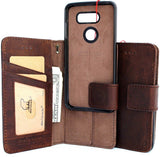 Genuine vintage leather Case for LG V30 book detachable wallet magnetic Removable cover slim brown cards slots handmade daviscase