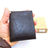 Men Money Clip Genuine vintage Leather wallet jean's Coin Pocket retro credit il