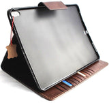 Genuine full Leather case for apple iPad Pro 12.9 2017 cover stand magnetic brown slim cards stand closure rubber