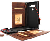 Genuine natural leather Case for LG V40 book wallet cover slim dark cards slots premium handmade jafo 48