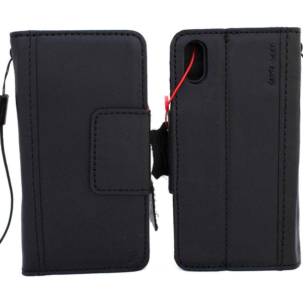 Genuine Leather Case for iPhone XS MAX black wallet magnet closure cover Cards slots Slim vintage jafo 48 studio