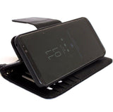 Genuine vintage oil leather Case for Samsung Galaxy S8 Plus book wallet magnetic black
