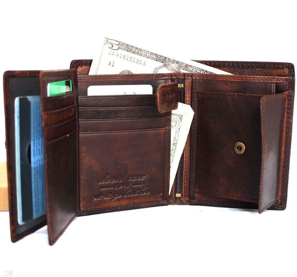 Men's Genuine Vintage Leather Wallet Italian Natural Skin Coin