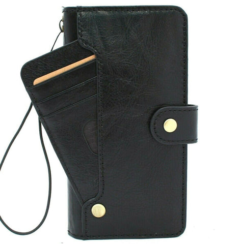 Étui en cuir véritable noir pour Samsung Galaxy Note 20 Ultra 5G livre ID fenêtre portefeuille fait main support en caoutchouc couverture chargeur sans fil Business DavisCase