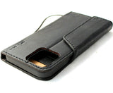 Genuine Leather Wallet Case For Apple iPhone 13 Pro Max Book Credit Cards Slots Soft Cover Full Grain Black DavisCase