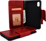Genuine oiled leather for apple iPhone XR case cover wallet credit soft holder magnetic Red wine book prime retro slim Jafo