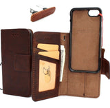 Genuine Dark Soft Leather case for iPhone 7 cover wallet credit cards holder book Removable handmade luxury rubber + Magnetic Car Holder Davis
