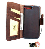 Genuine Natural leather case for iPhone 7 cover wallet credit holder book Removable handmade luxury rubber + Magnetic Car Holder