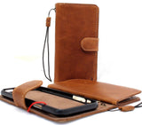 Genuine real leather for Apple iPhone XS MAX case cover wallet credit  tan Removable detachable luxury rubber stand