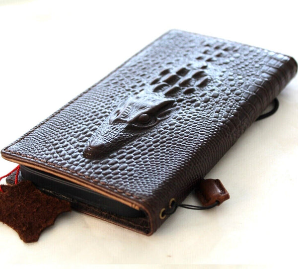 Étui en cuir véritable pour Google Pixel 6 6a 7A 7 8 pro Book Wallet Crocodile Design Retro Stand Luxury IL Davis 1948 5G chargement sans fil