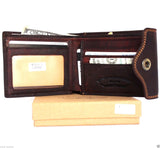 Men's Natural Leather Wallet 4 Card Slots 1 ID Window 2 Bill Sections Bi-fold Brown DavisCase