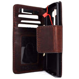 genuine vintage leather Case for LG v10 book wallet magnet cover dark brown cards slots slim daviscase
