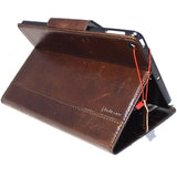 Echte Vollledertasche für Apple iPad 9.7 (2018 2017), Hardcover, luxuriöses Gummi, magnetisch, braun, Kartenfächer, schlankes Daviscase A1893, A1954, A1823, A1822