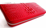 Genuine real leather Red woman purse wallet zipper Coins cards slots bag crocodile design style daviscase