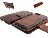 Genuine Dark Soft Leather case for iPhone 7 cover wallet credit cards holder book Removable handmade luxury rubber + Magnetic Car Holder Davis