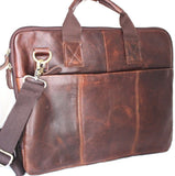 Genuine real Leather Shoulder hand Bag Messenger man crossbody Business laptop R brown classic daviscase