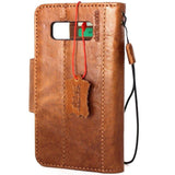Genuine Vintage leather case for Samsung Galaxy Note 8 book wallet Magnetic closure cover cards slots brown slim daviscase IL