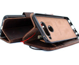 Genuine vintage leather Case for LG V40 book detachable wallet magnetic Removable cover slim dark brown cards slots handmade daviscase