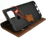 Genuine Dark Leather Case for Google Pixel 5A 5G Book Wallet Full holder Retro Stand Luxury IL Davis 1948