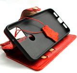 Genuine Red Leather Case for Google Pixel 5 Book Wallet Holder Retro Stand Luxury Slim Davis 5G Wireless Charging