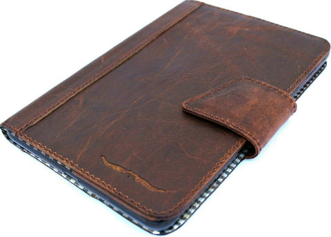 Genuine Dark Leather Case for Apple iPad mini 6 (2021) cover handmade A2568 cards slots rubber luxury 5th Generation Vintage Design DavisCase