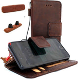 Genuine Dark Soft Leather case for iPhone 7 cover wallet credit cards holder book Removable handmade luxury rubber + Magnetic Car Holder Davis