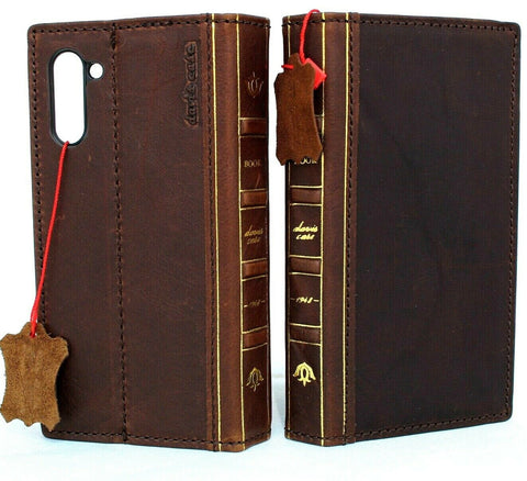 Genuine full leather case for Samsung Galaxy Note 10 book bible wallet cover ID Window art rubber Handmade slim stand