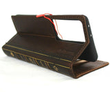 Genuine Leather Case for Samsung Galaxy S21 Ultra 5G book wallet cover Cards wireless charging ID window Bible Design luxury rubber stand Jafo